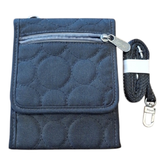 Thirty One Crossbody Black Bag Shoulder Open Built-in Wallet - Picture 1 of 15